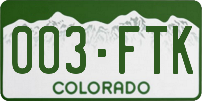 CO license plate 003FTK
