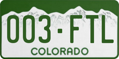 CO license plate 003FTL