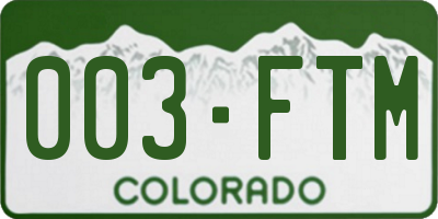 CO license plate 003FTM