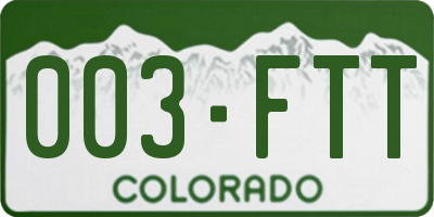 CO license plate 003FTT