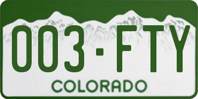 CO license plate 003FTY