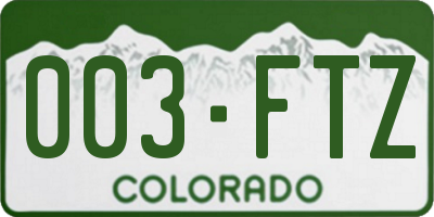 CO license plate 003FTZ