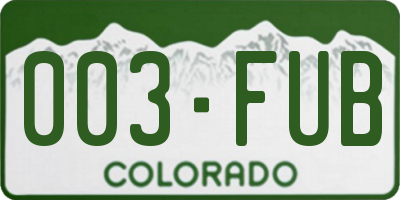 CO license plate 003FUB