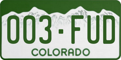CO license plate 003FUD