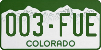 CO license plate 003FUE