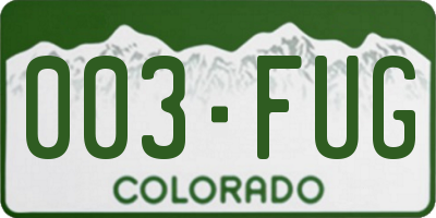 CO license plate 003FUG