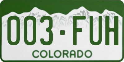 CO license plate 003FUH