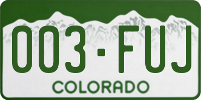 CO license plate 003FUJ