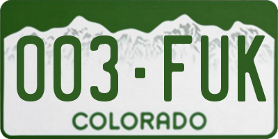 CO license plate 003FUK