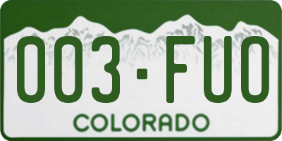 CO license plate 003FUO