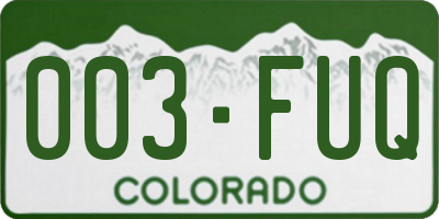 CO license plate 003FUQ