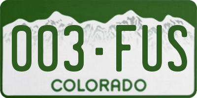 CO license plate 003FUS