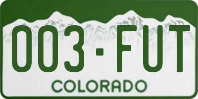 CO license plate 003FUT