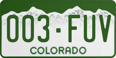 CO license plate 003FUV