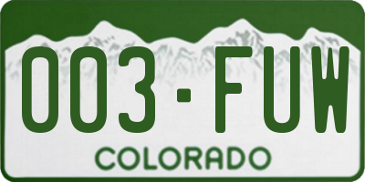 CO license plate 003FUW