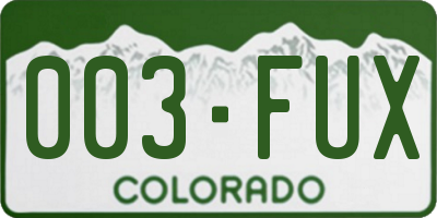 CO license plate 003FUX