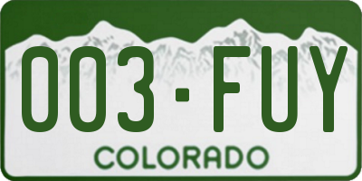 CO license plate 003FUY