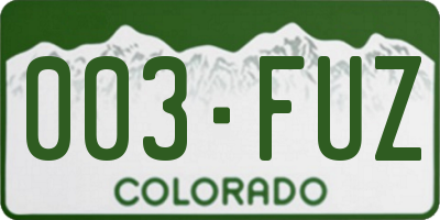 CO license plate 003FUZ