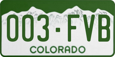 CO license plate 003FVB