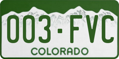 CO license plate 003FVC