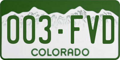 CO license plate 003FVD