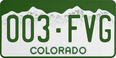 CO license plate 003FVG