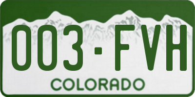CO license plate 003FVH