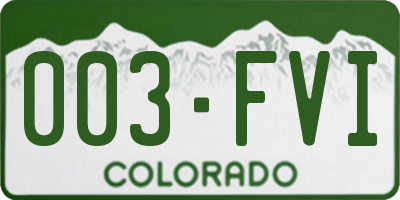 CO license plate 003FVI