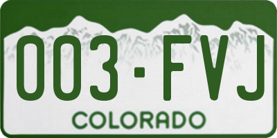 CO license plate 003FVJ