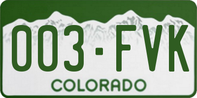 CO license plate 003FVK