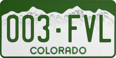 CO license plate 003FVL