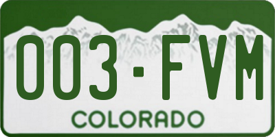 CO license plate 003FVM