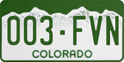 CO license plate 003FVN