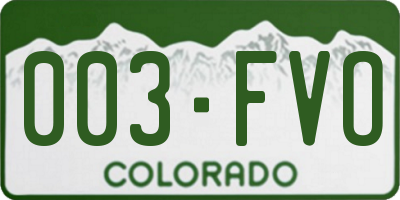 CO license plate 003FVO