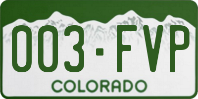 CO license plate 003FVP