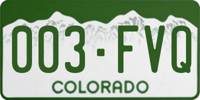 CO license plate 003FVQ