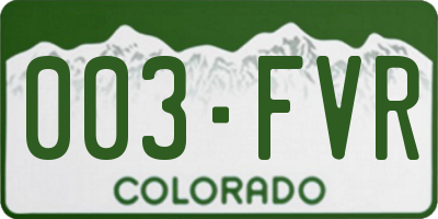 CO license plate 003FVR