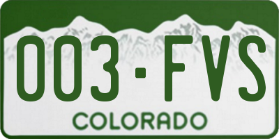 CO license plate 003FVS