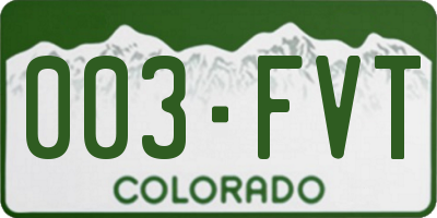 CO license plate 003FVT