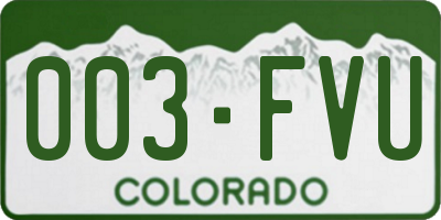 CO license plate 003FVU