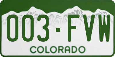 CO license plate 003FVW