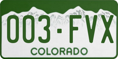 CO license plate 003FVX