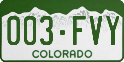 CO license plate 003FVY