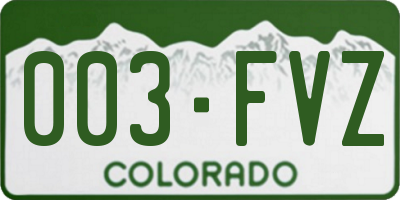 CO license plate 003FVZ