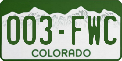 CO license plate 003FWC