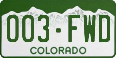 CO license plate 003FWD