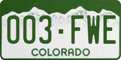 CO license plate 003FWE