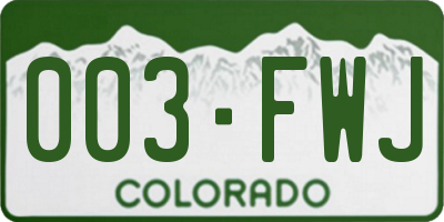 CO license plate 003FWJ