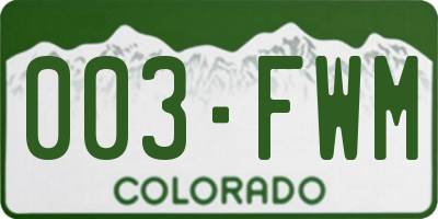 CO license plate 003FWM