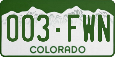 CO license plate 003FWN